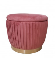 Round Pleated Velvet Pouf Stool Luxury Storage Ottoman